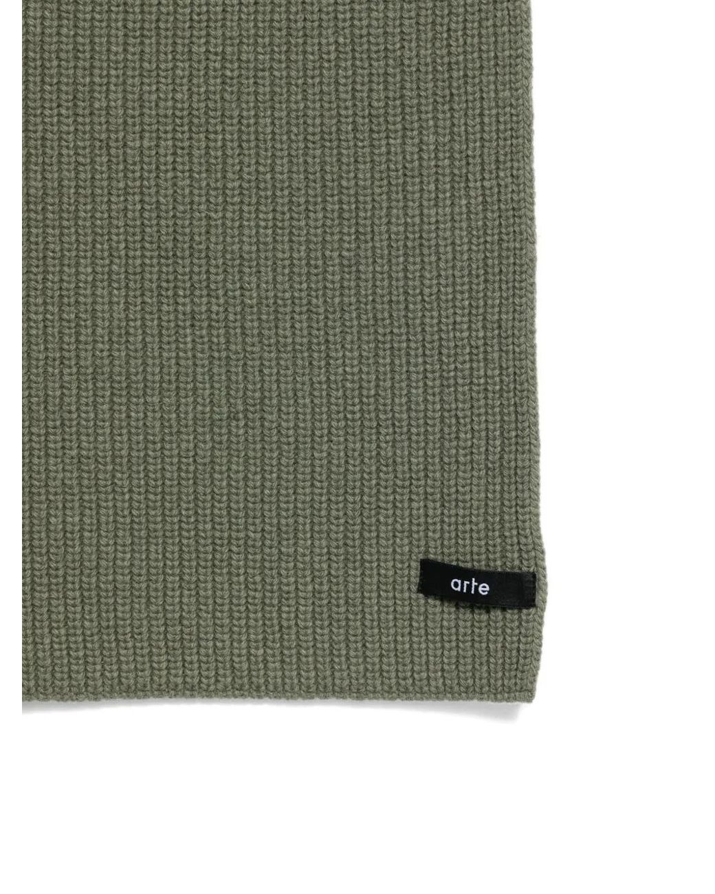 Arte' Green Ribbed-Knit Scarf for men