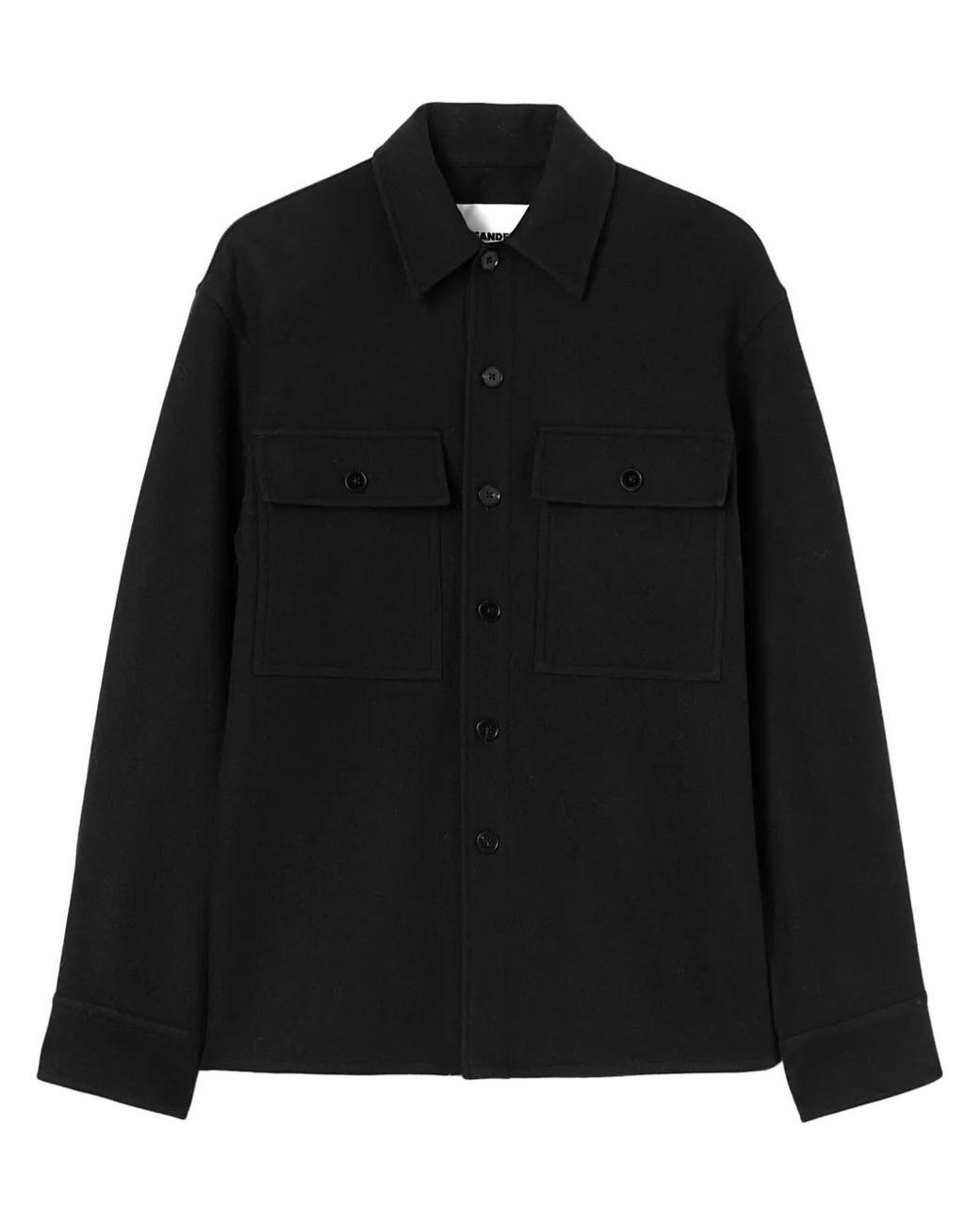 Jil Sander Black Long-Sleeve Wool Flannel Overshirt