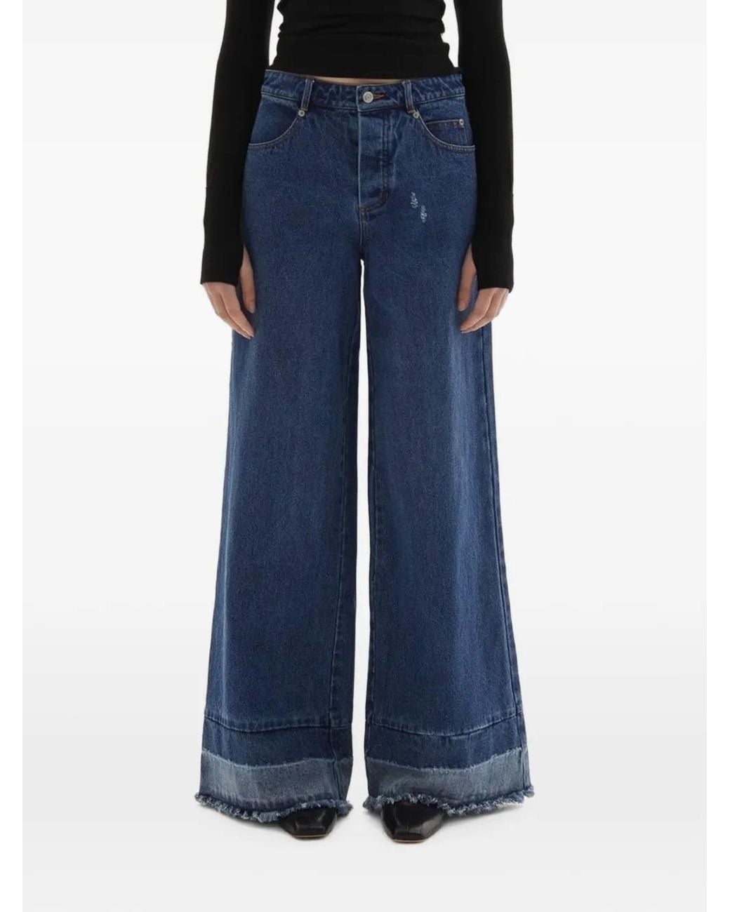 JOAEN Blue Adrianne Fraid-Hem Wide-Leg Jeans