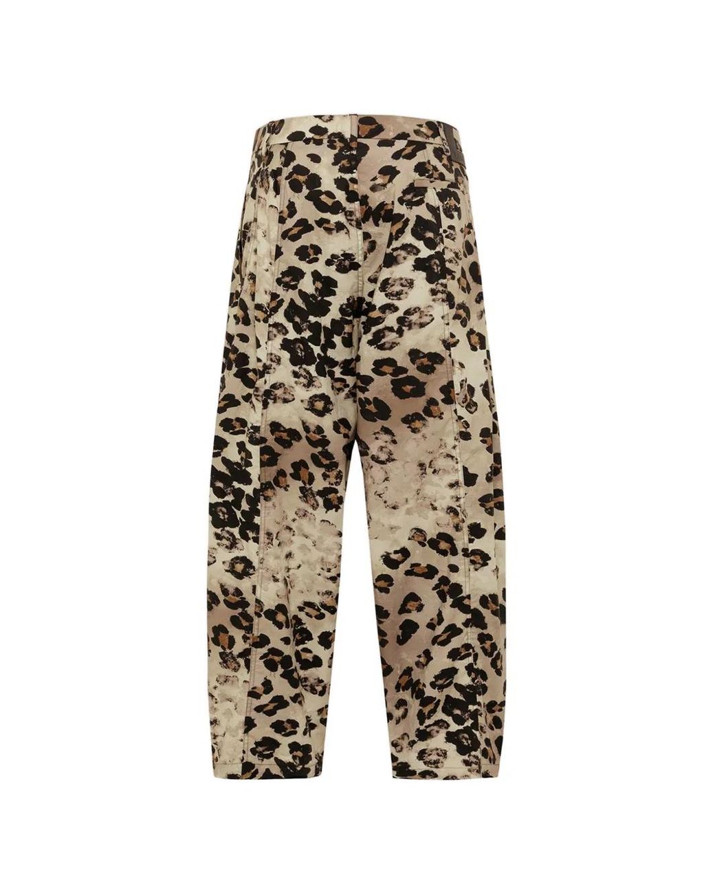 Laneus White Leopard-Print Trousers