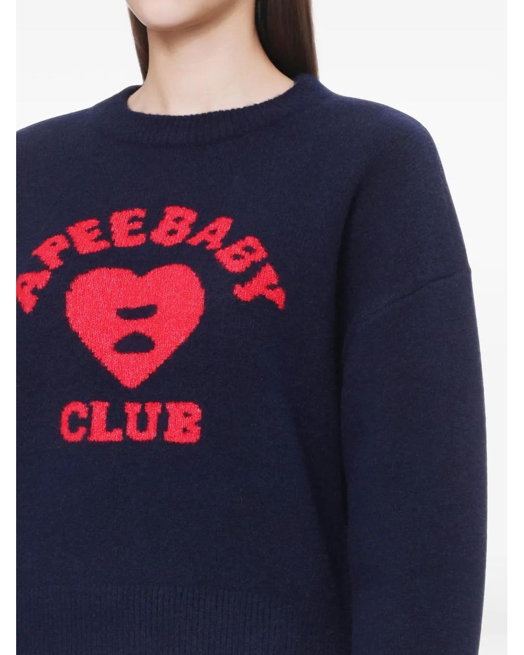 AAPE BY A BATHING AP Blue Intarsia-Knit Logo Sweater