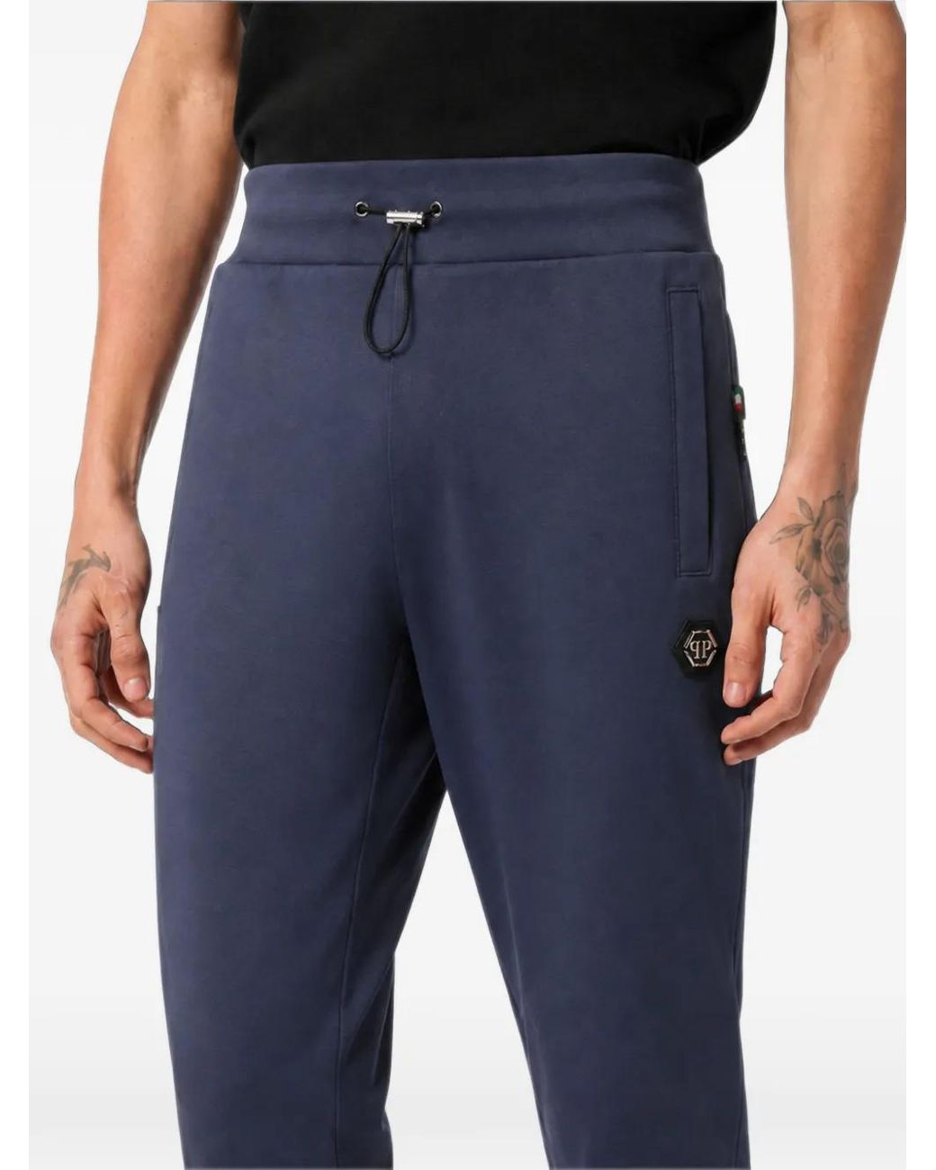 Philipp Plein Blue Pantalon De Jogging Racing Club À Plaque Logo for men