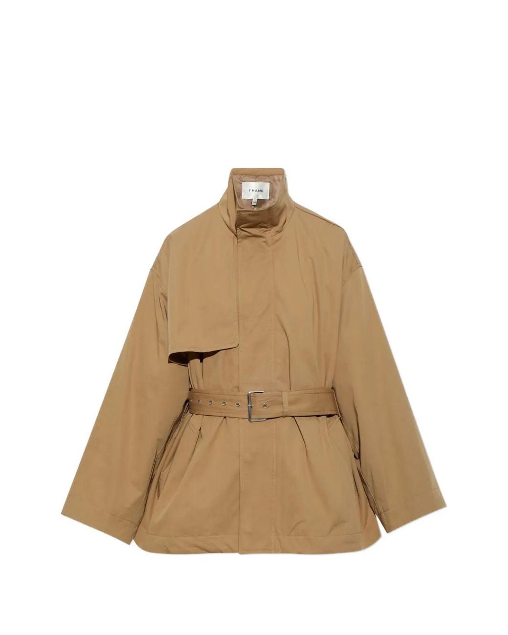 FRAME Natural Belted Storm-Flap Coat