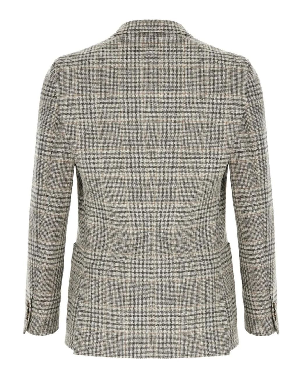 Lardini Gray Checked-Pattern Single-Button Blazer for men