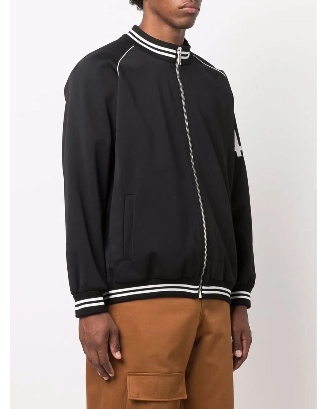 424 Black Logo Sleeve Bomber Jacket for men