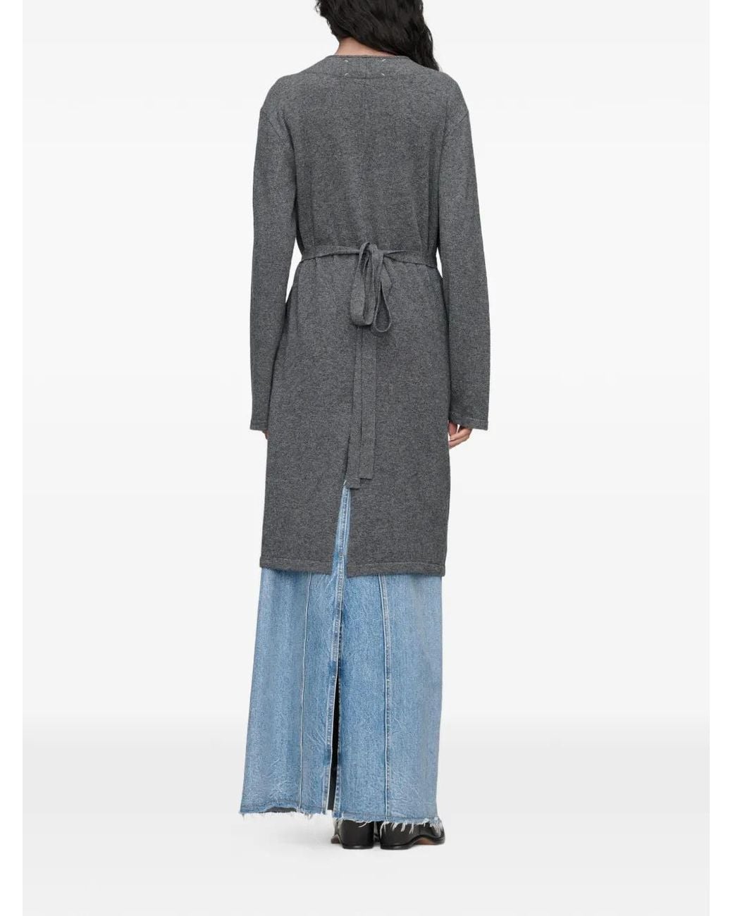 Maison Margiela Gray Wrap-Style Knitted Cardigan