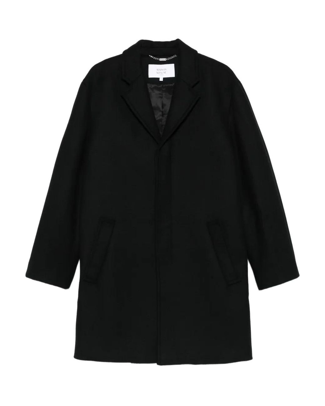 Maison Kitsuné Black Lapel Welt-Pocket Coat for men