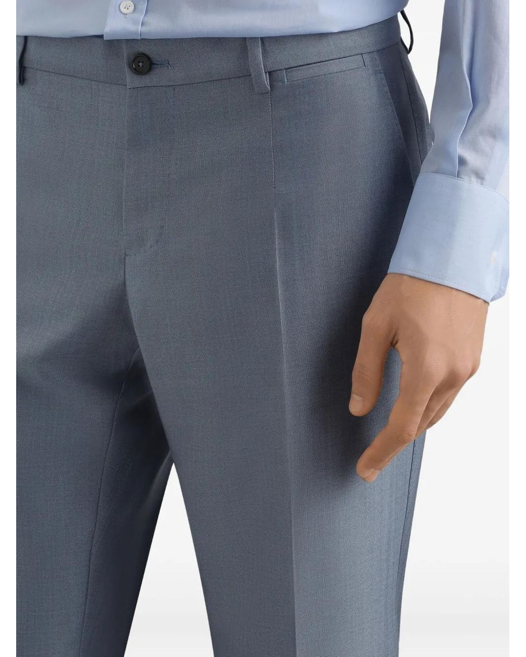 Dolce & Gabbana Blue Single-Breasted Wool And Silk Suit for men