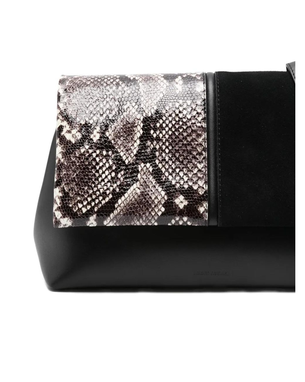 MANU Atelier Black The Fold Snakeskin-Pattern Clutch Bag