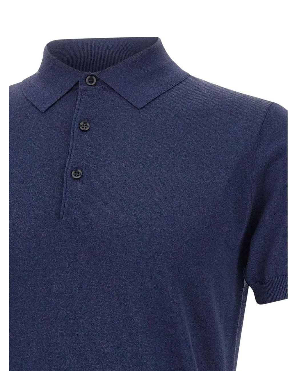 Kangra Blue Ribbed-Edge Short-Sleeve Polo Shirt for men