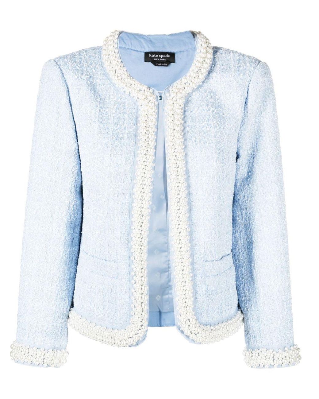 Kate Spade Pearlembellished Tweed Jacket in Blue Lyst