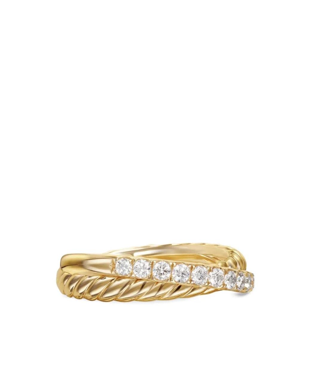 David Yurman Metallic 18Kt Crossover Two Row Diamond Ring (5Mm)