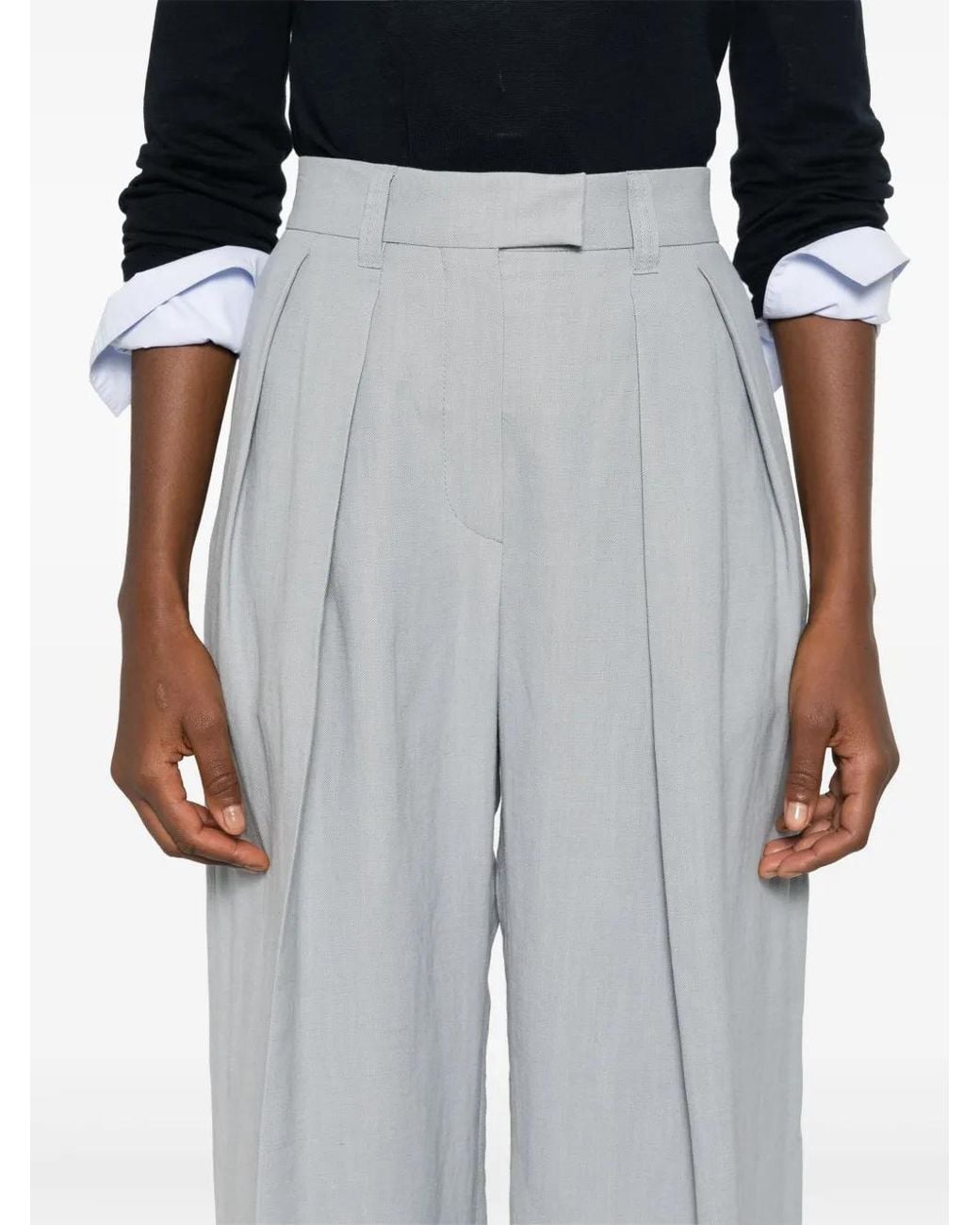 Brunello Cucinelli Gray Pleated Palazzo Pants