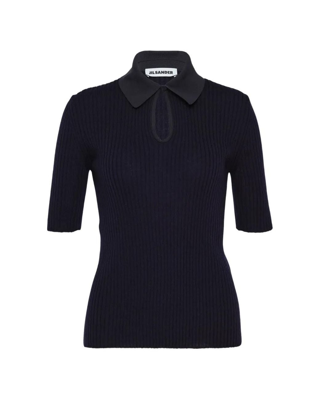 Jil Sander Blue Lightweight Wool Polo T-Shirt