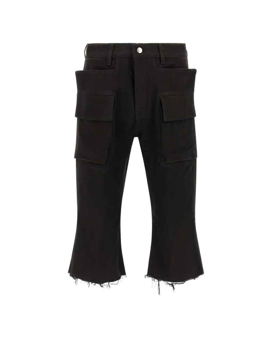 Rick Owens Black Cargo Bolan Cutoffs Trousers for men