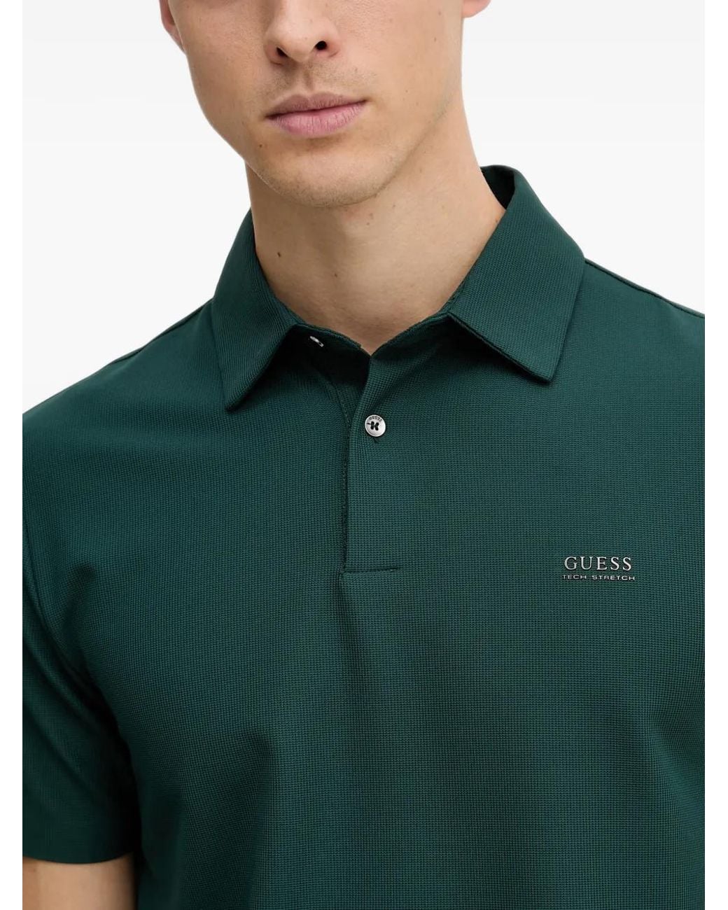 Guess Green Logo-Print Polo Shirt for men