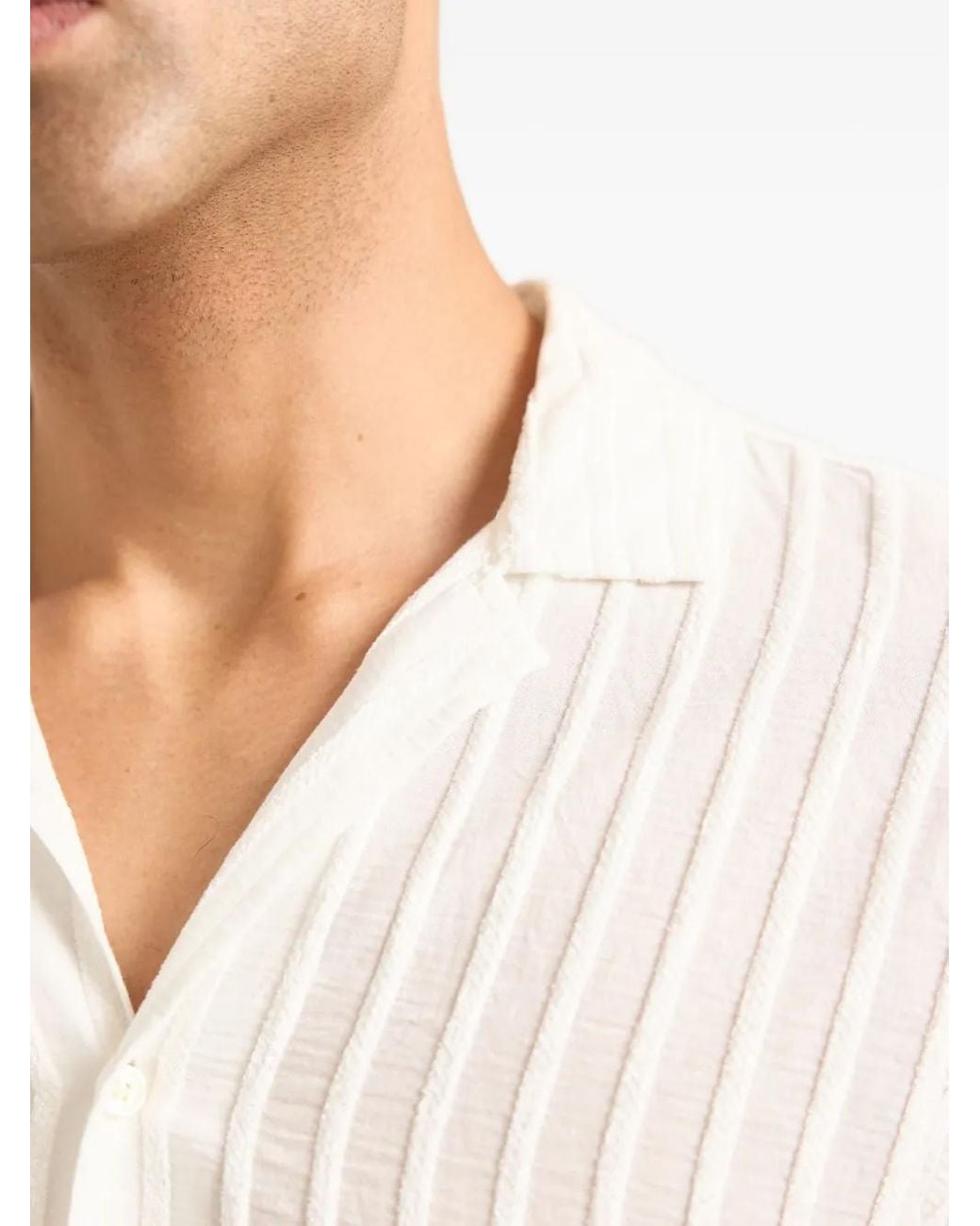 Orlebar Brown White Maitan Stripe Shirt for men