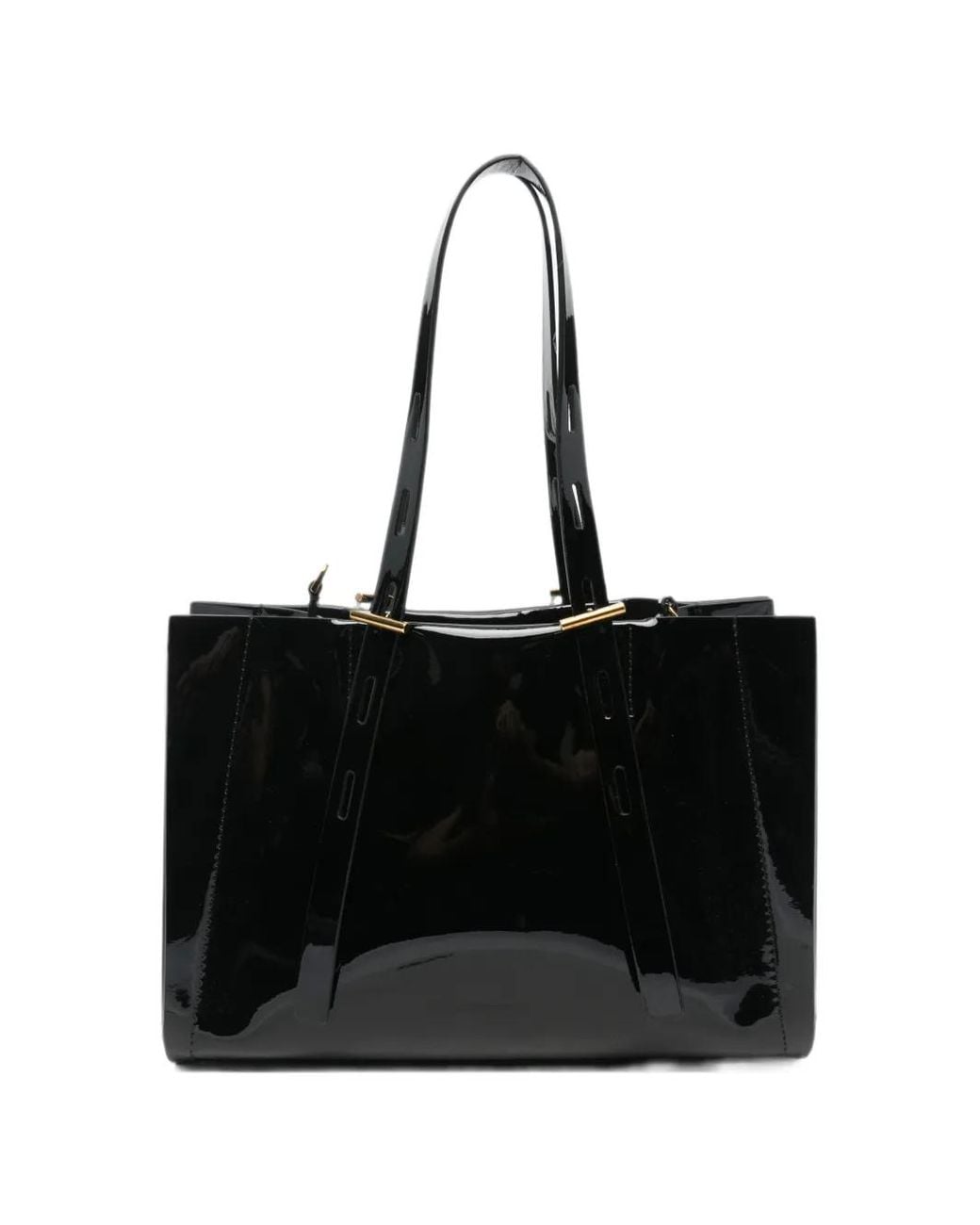MINOBOSSI Black Paulina Patent-Leather Tote Bag