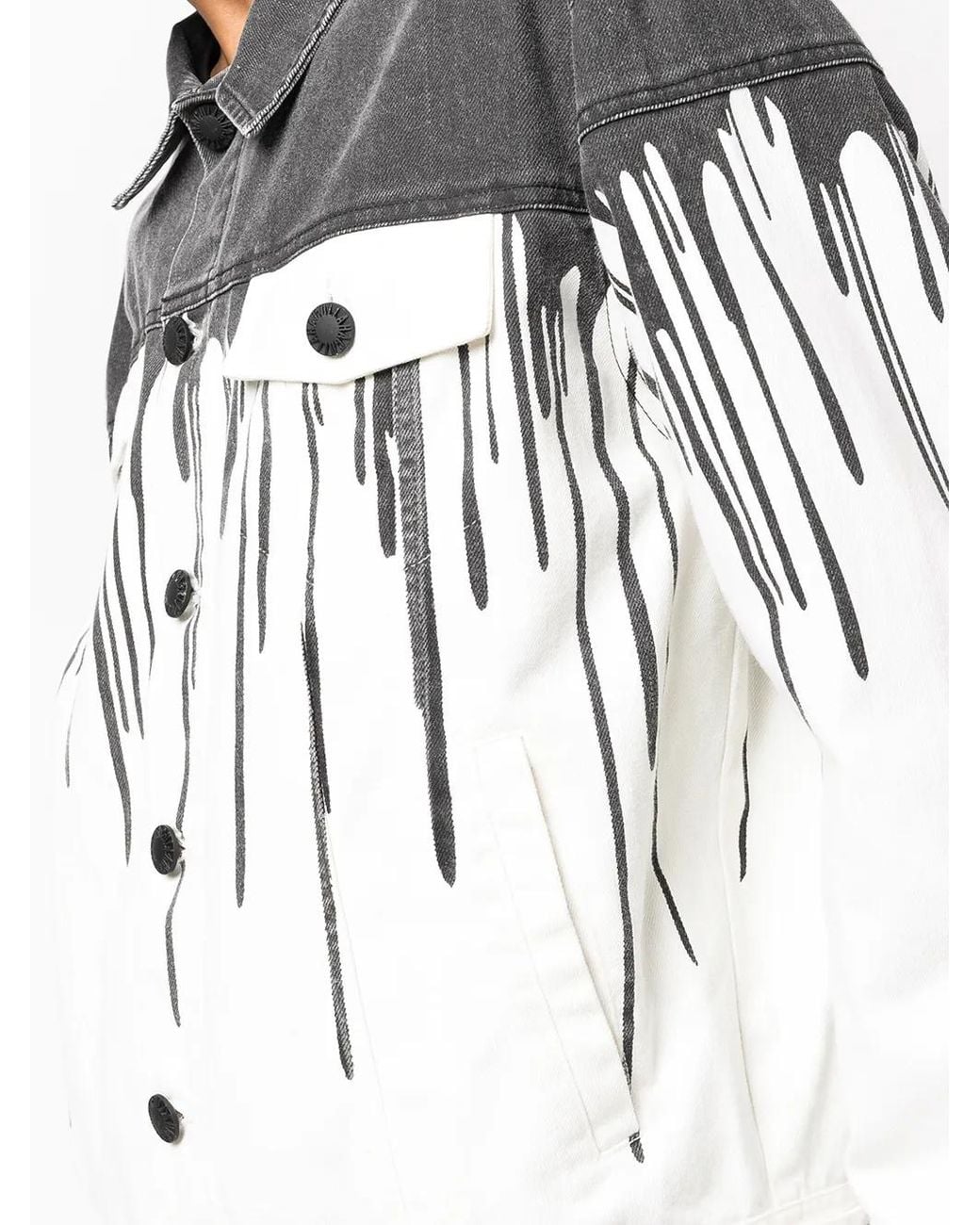 Haculla White Dripping-Paint Denim Jacket for men