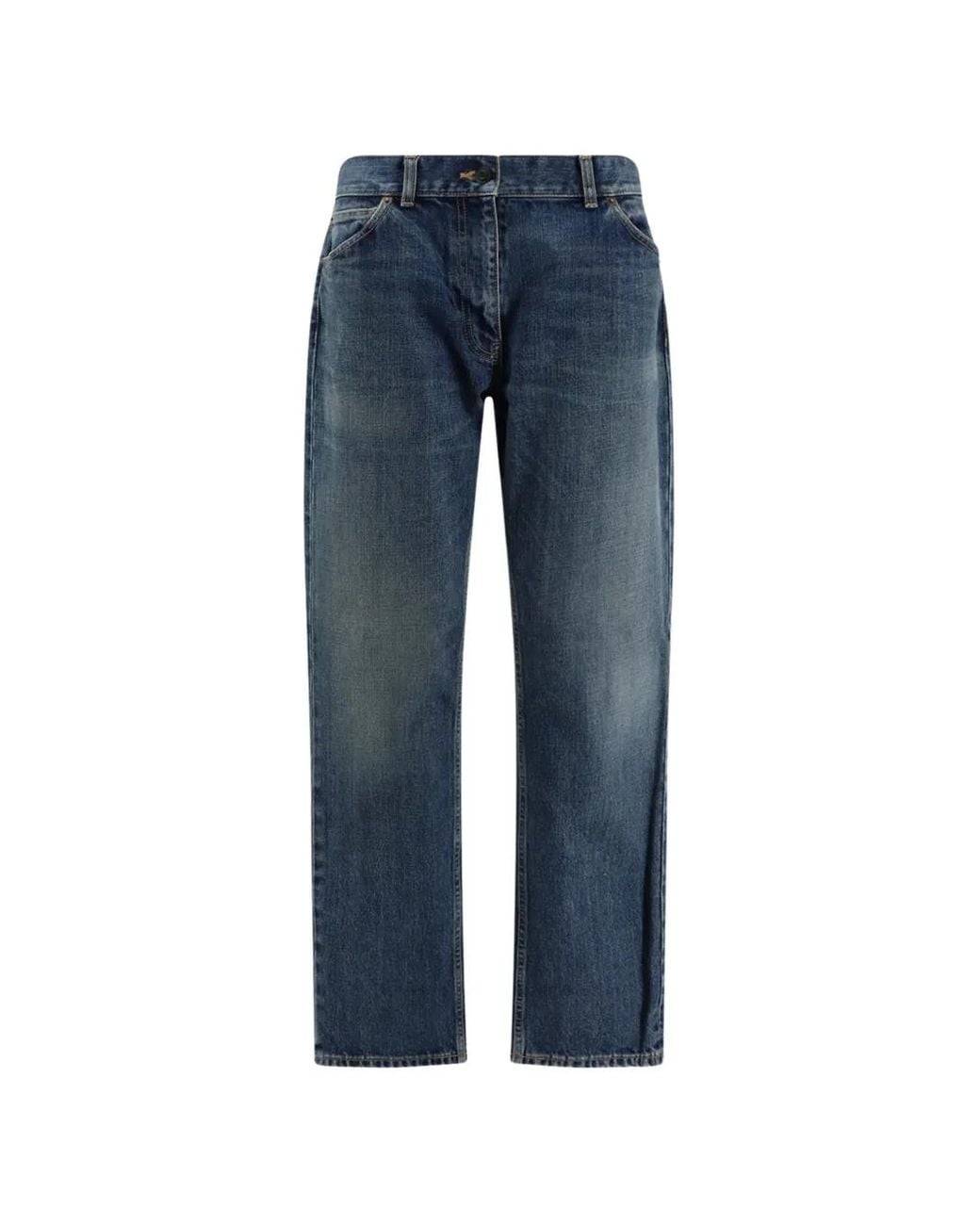 The Row Blue Five-Pocket Straight-Leg Jeans