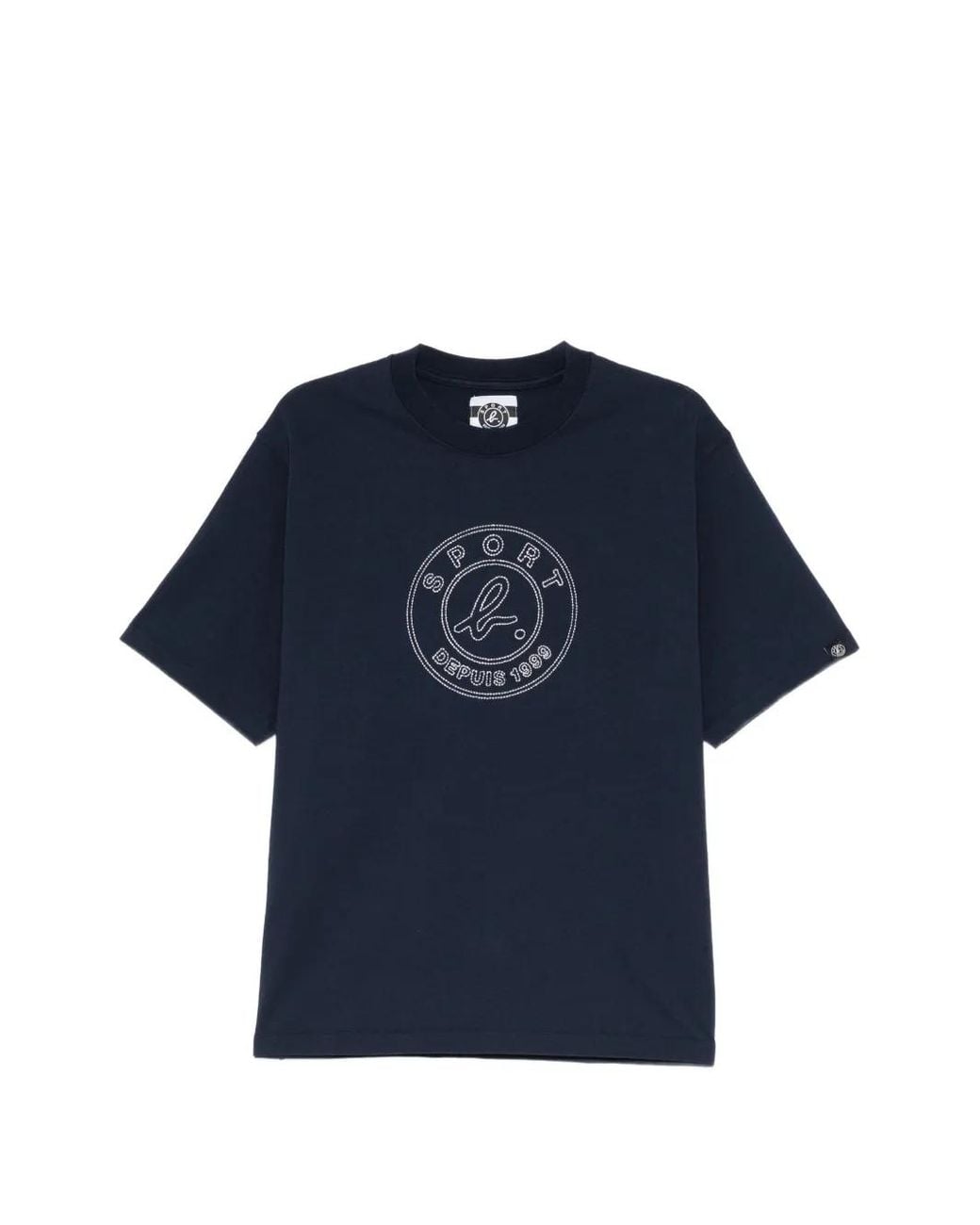 SPORT b. by agnès b. Blue Coin Logo Outline Embroidered T-Shirt for men