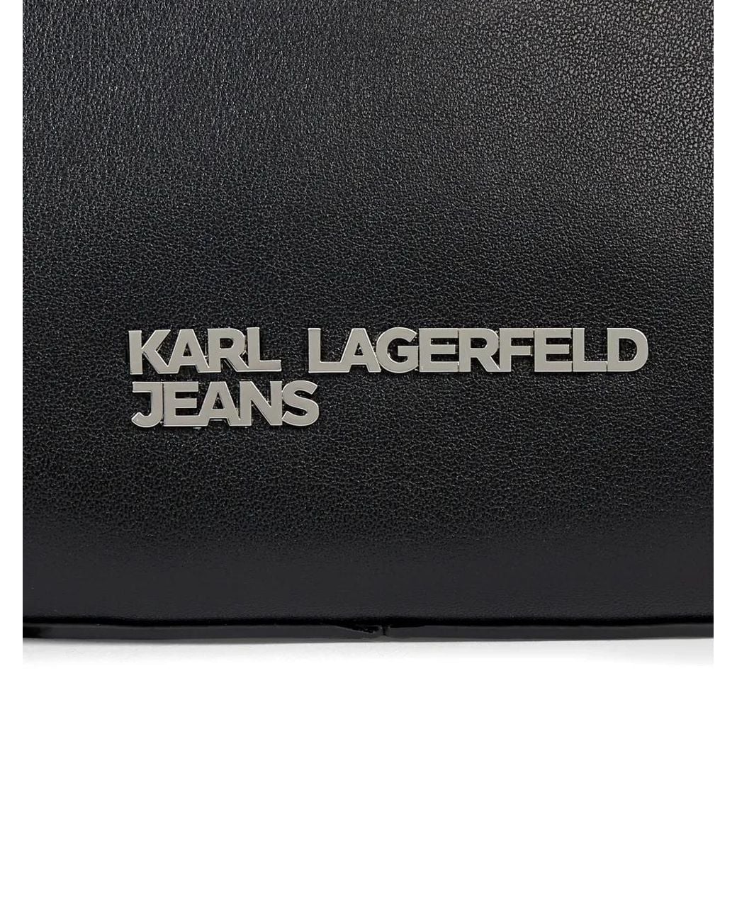 Karl Lagerfeld Black Crescent Leather Shoulder Bag