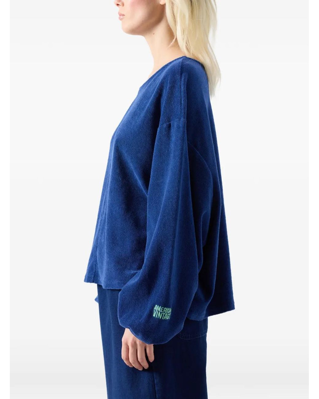 American Vintage Fuxow Katoenen Sweater Met Lange Mouwen in het Blue