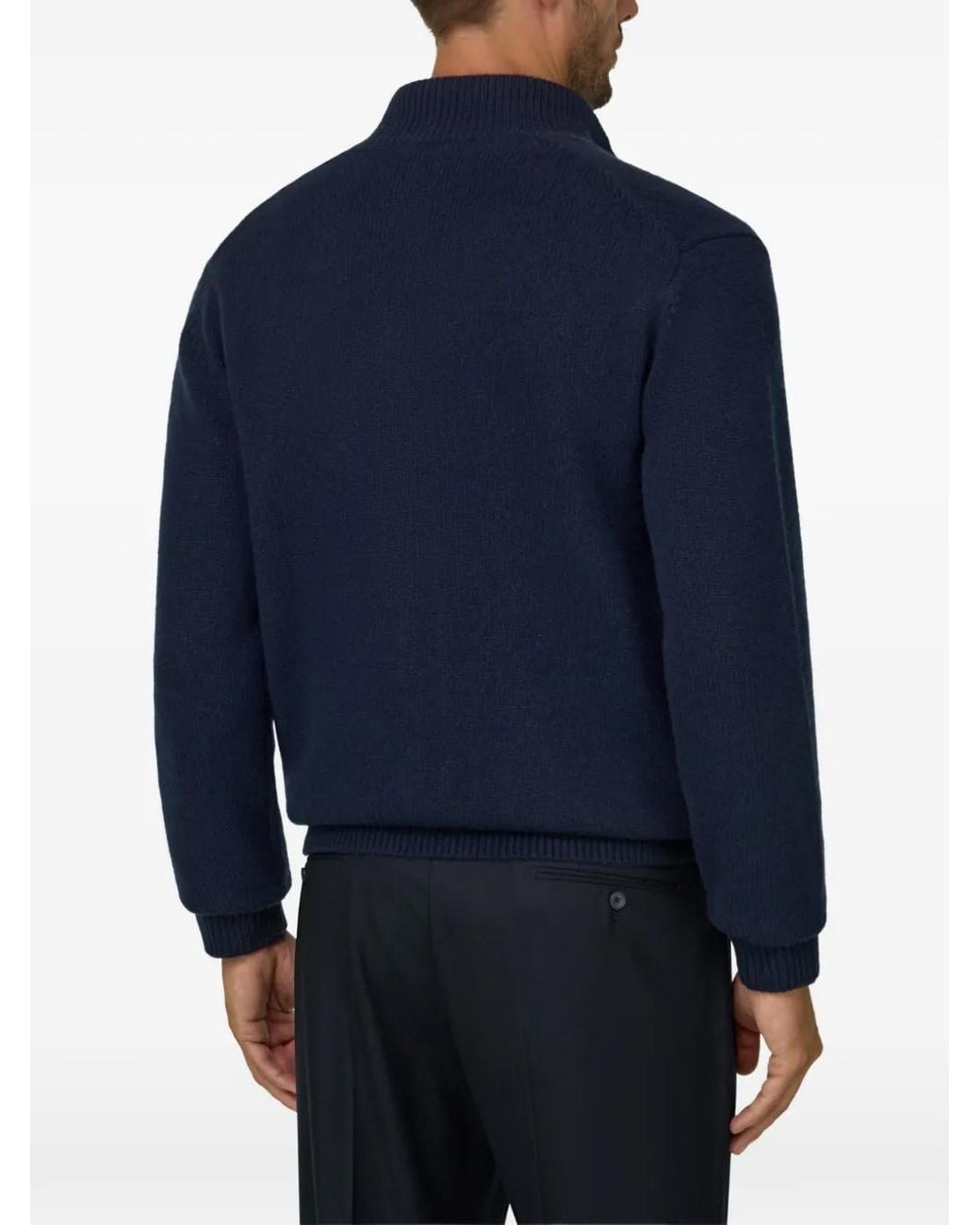 Boggi Blue Cardigan Roll-Neck Jumper for men