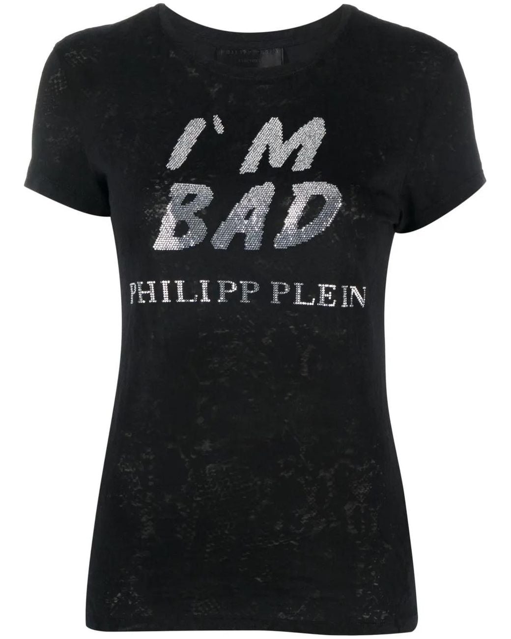 Philipp Plein Black Logo-Print Sequin-Detail T-Shirt