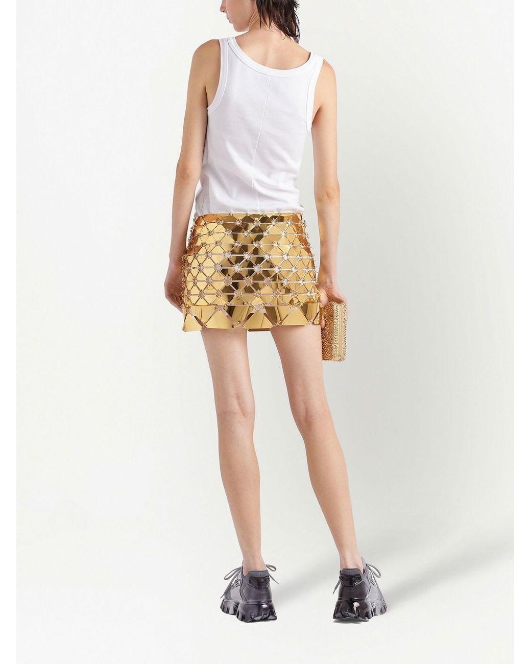 Prada Maxi-sequin Chainmail Mini Skirt in Metallic | Lyst UK