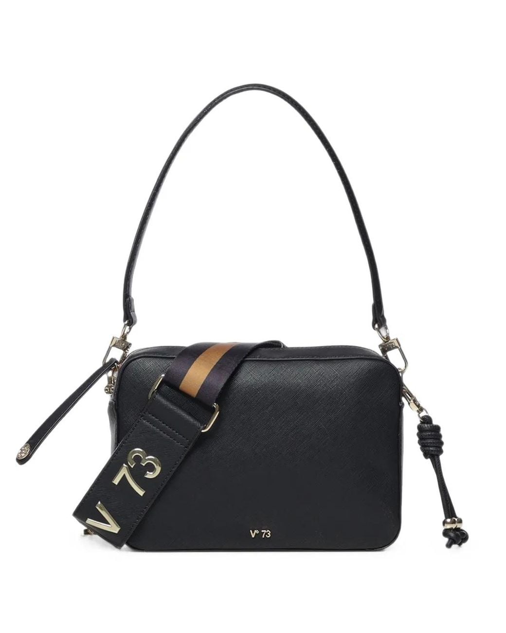 V73 Black Logo-Plaque Knotted Shoulder Bag