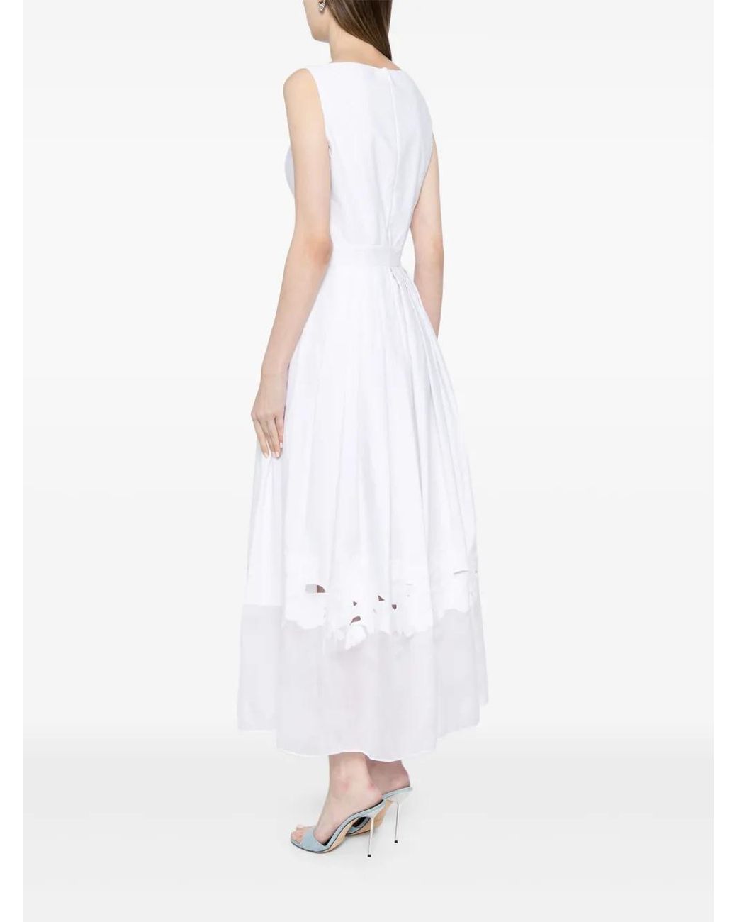 Elie Saab White Embroidered Pleated Dress