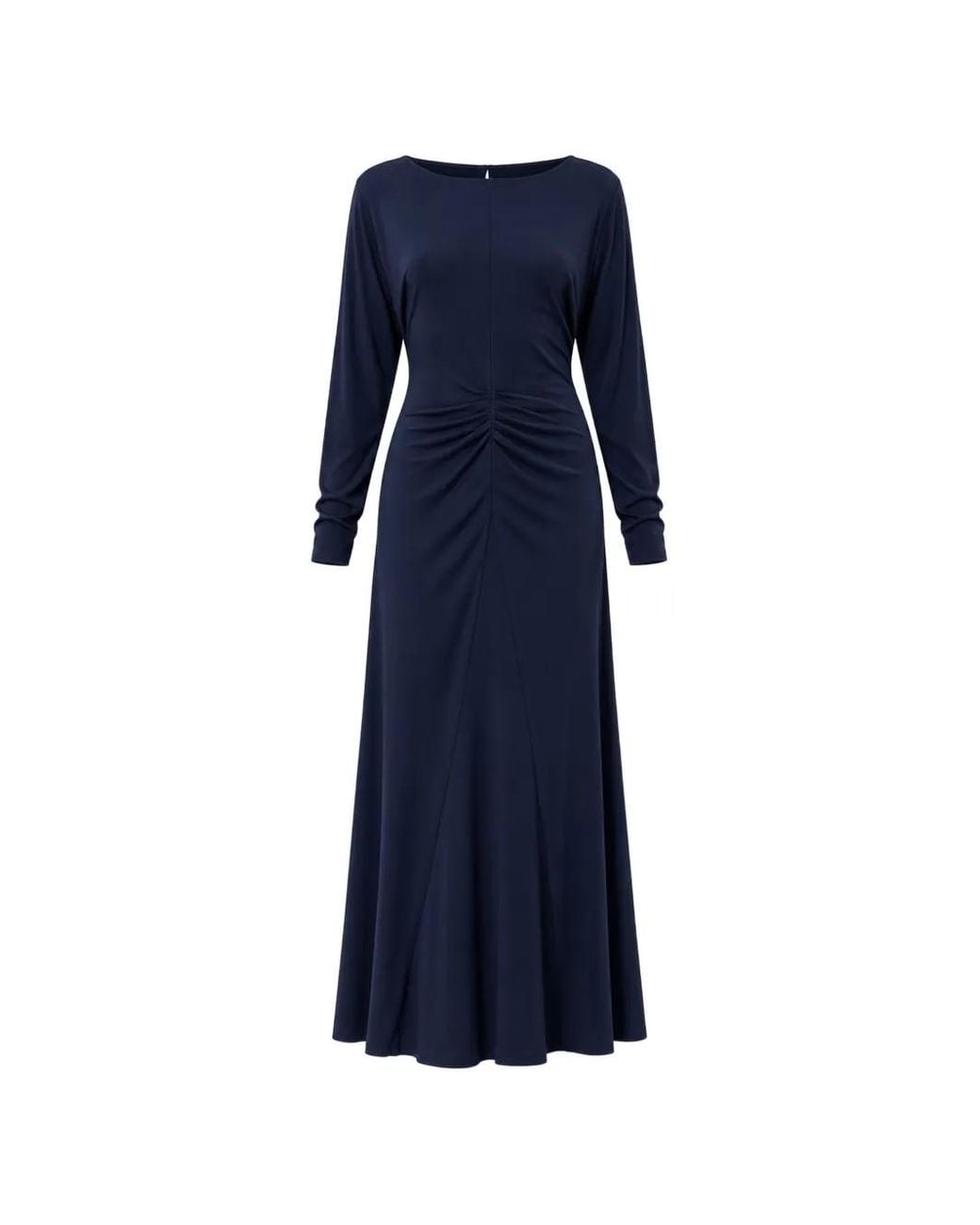 Twinset Blue Gathered Long-Sleeve Dress