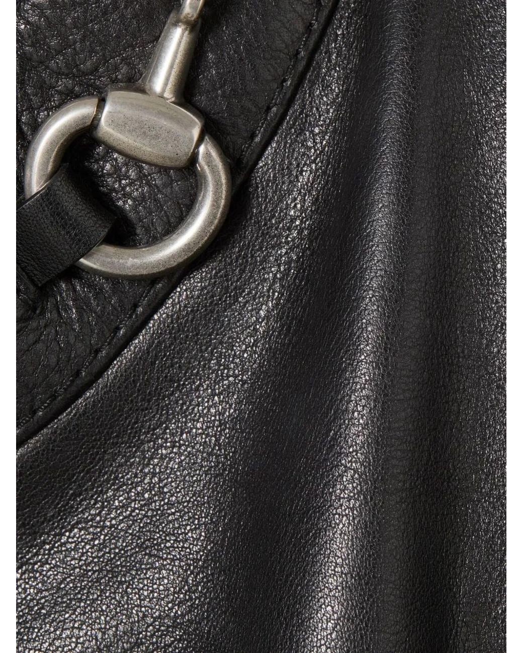 Gucci Black Leather Jacket With Horsebit for men