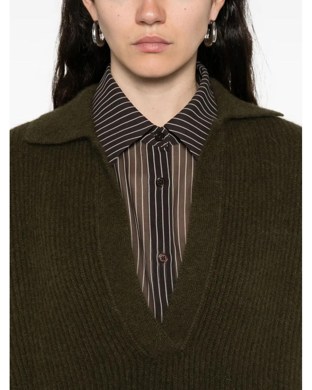 Uma Wang Green V-Neck Sweater