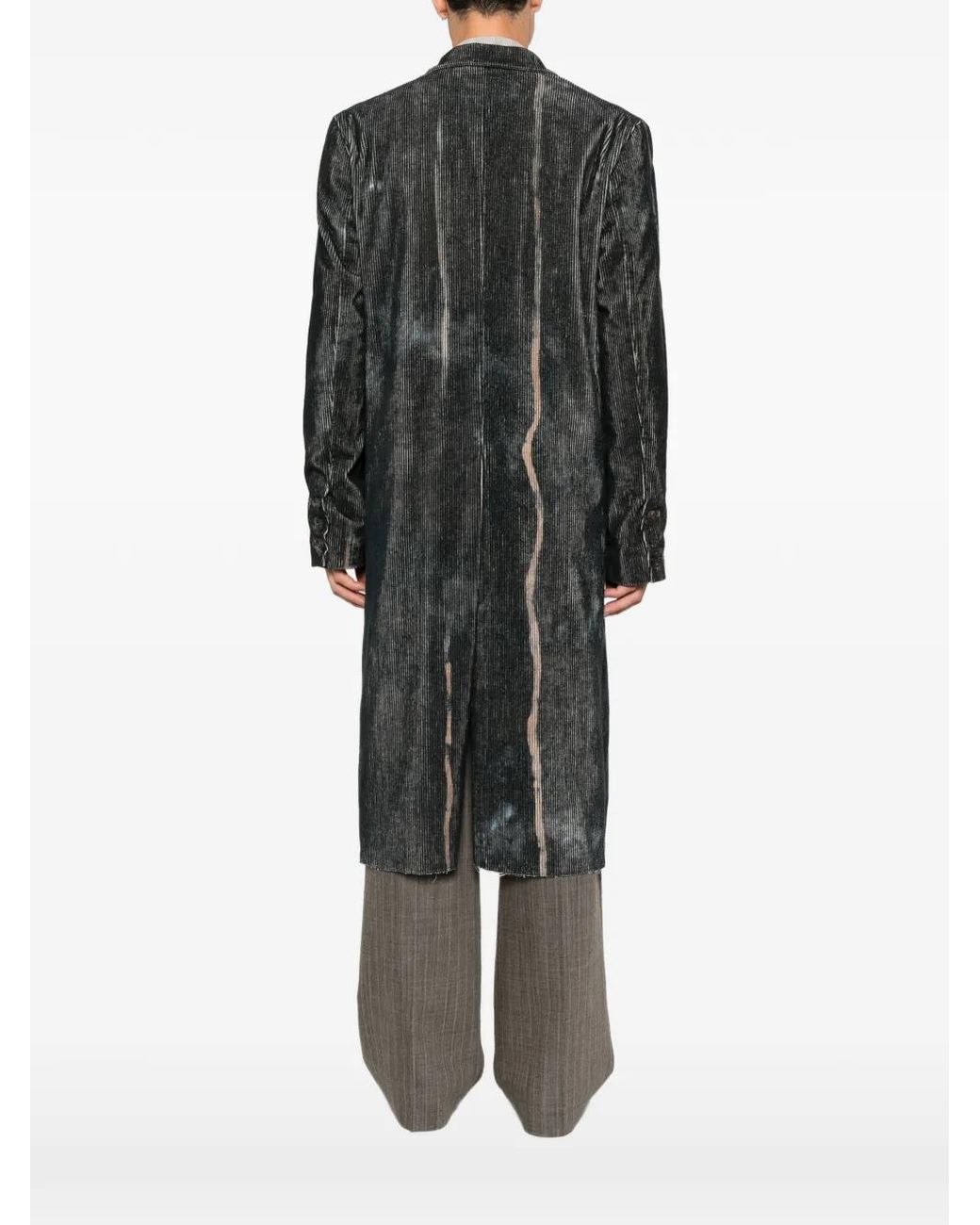 K'ANG Black Manteau À Effet Velours Côtelé Délavé for men