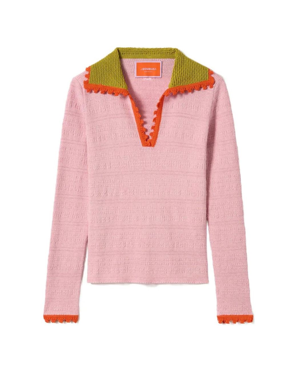 LaDoubleJ Pink Picket Polo Sweater