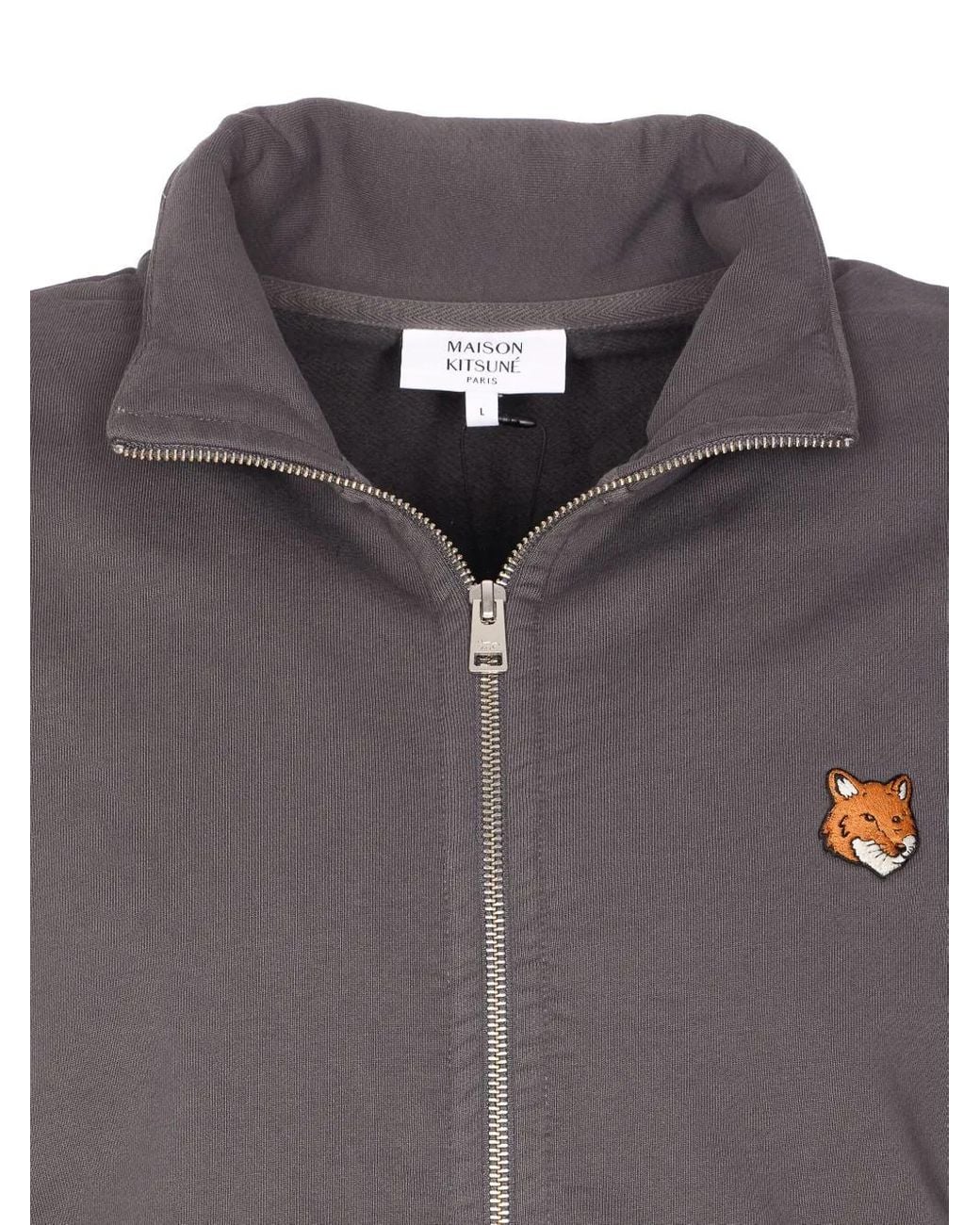Maison Kitsuné Gray Logo Zip-Up Sweatshirt for men