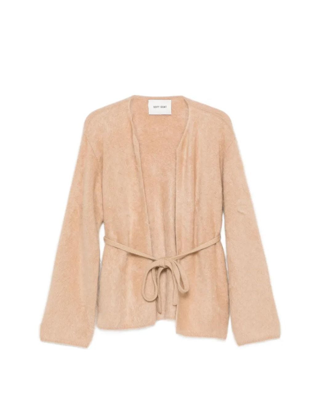 Soft Goat Natural Cardigan À Effet Brossé Et Coupe Portefeuilel