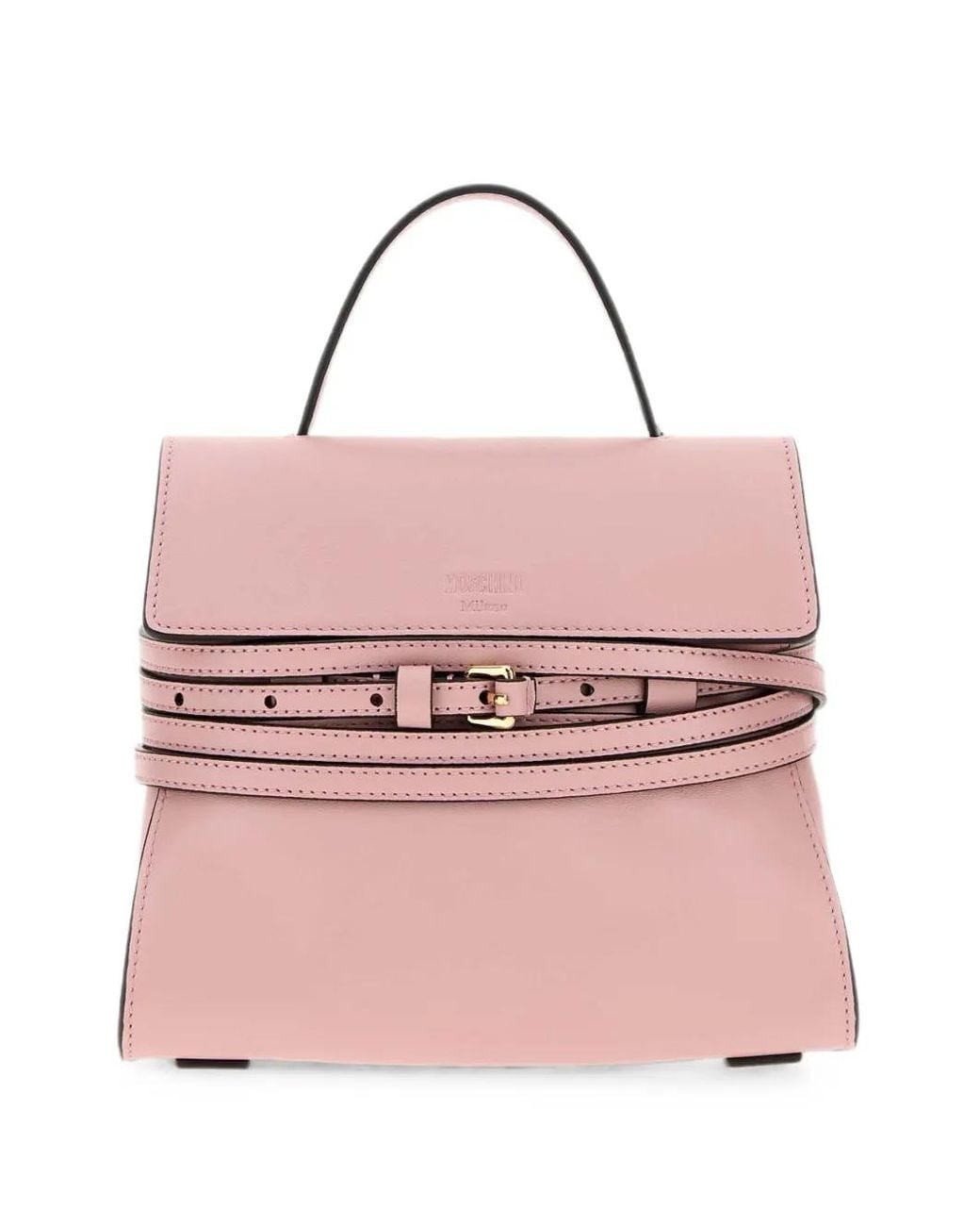 Moschino Pink Nappa Leather Small Tie Me Handbag