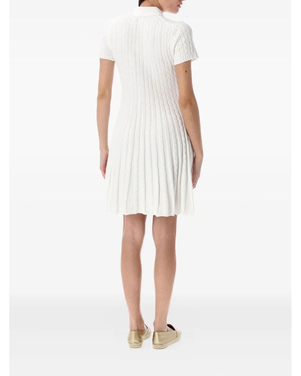 Polo Ralph Lauren Cable-Knit Polo Dress in White | Lyst