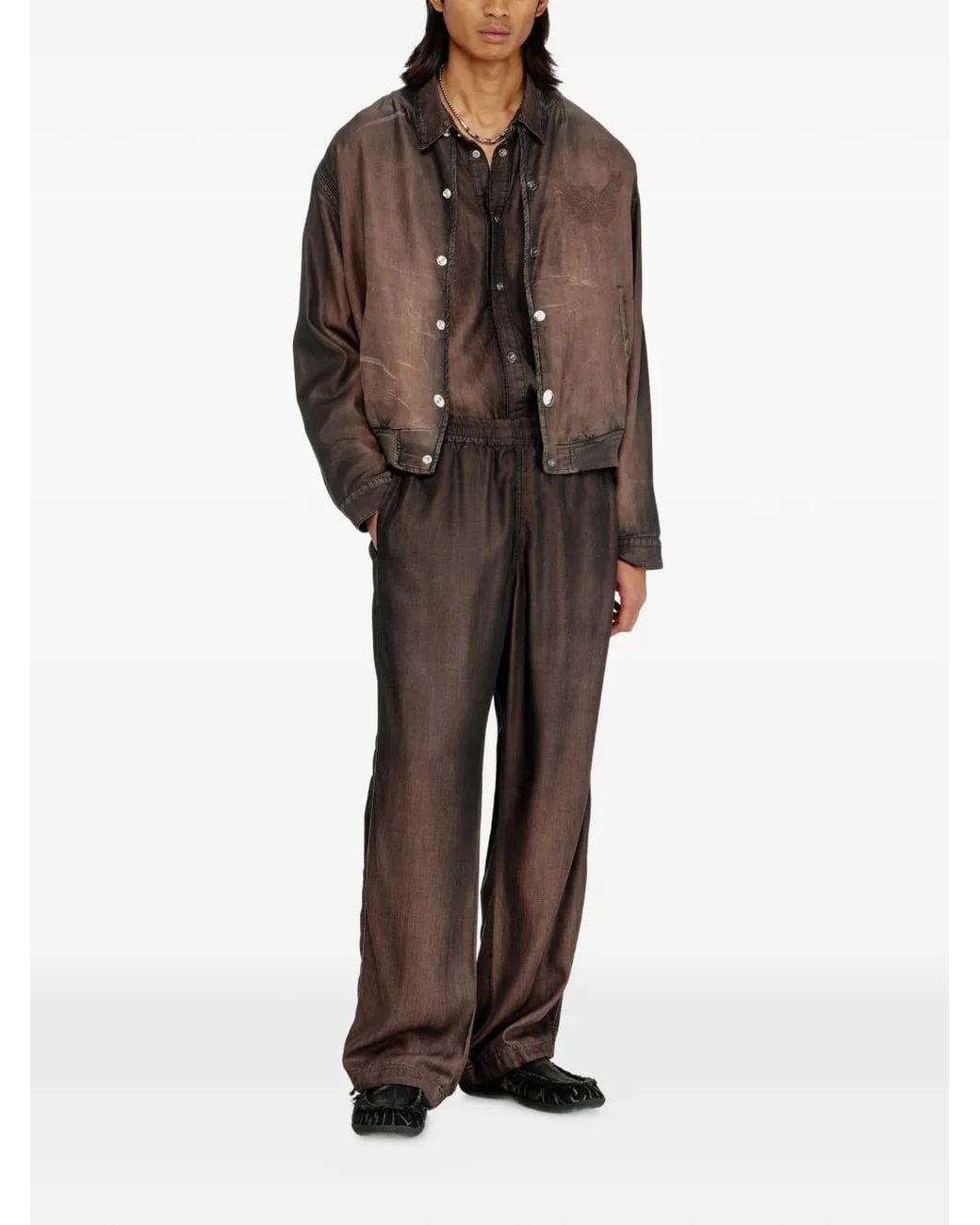 DIESEL Brown Embroidered Phoenix Bomber Jacket for men