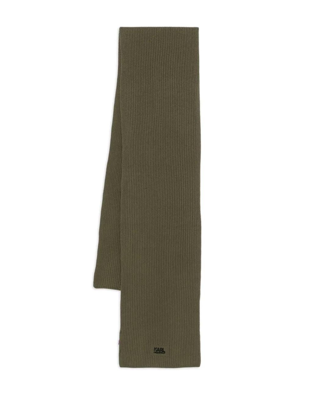 Karl Lagerfeld Green Ribbed Cotton Scarf for men
