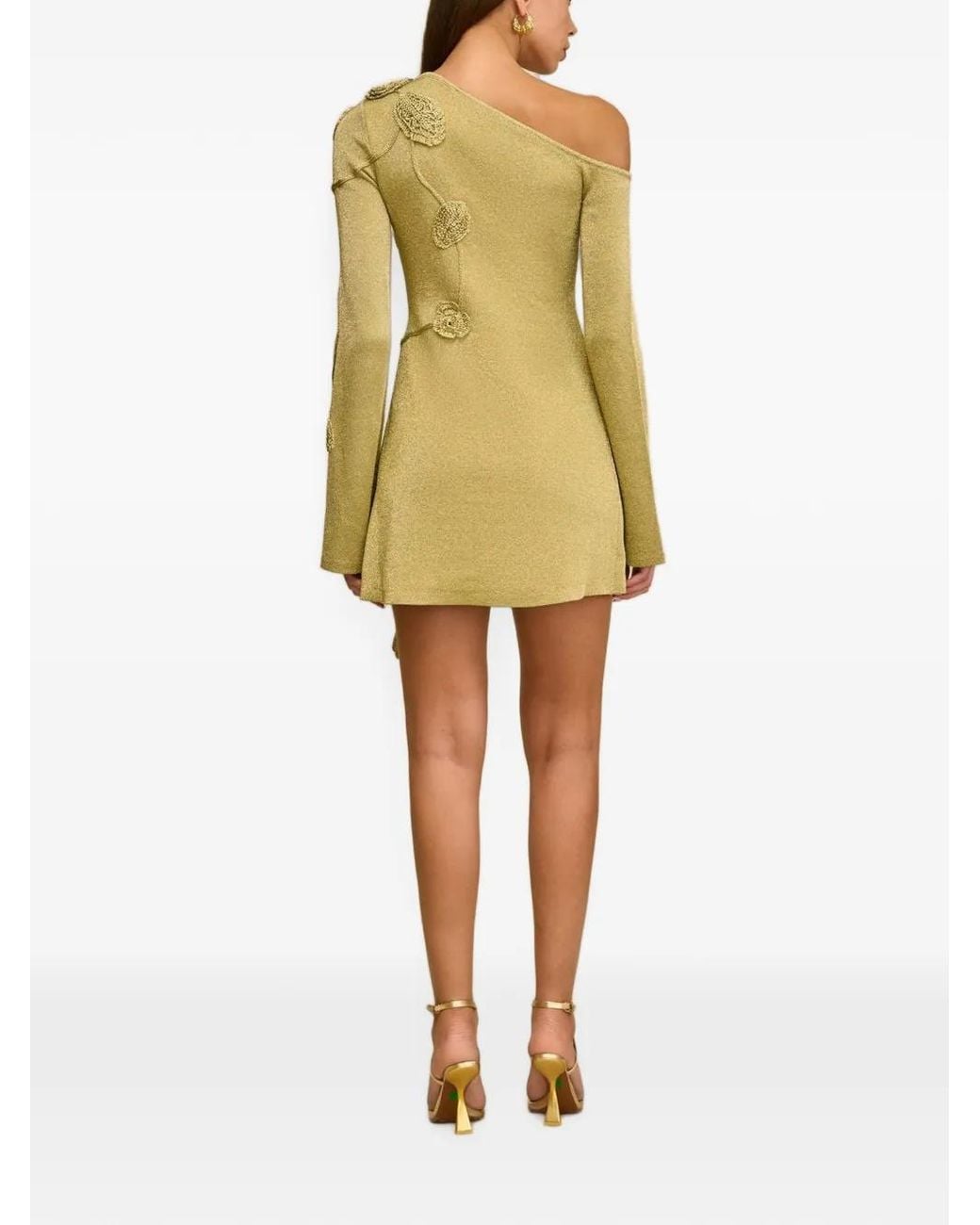 Cult Gaia Natural Kaela Floral-Appliqué Mini Dress