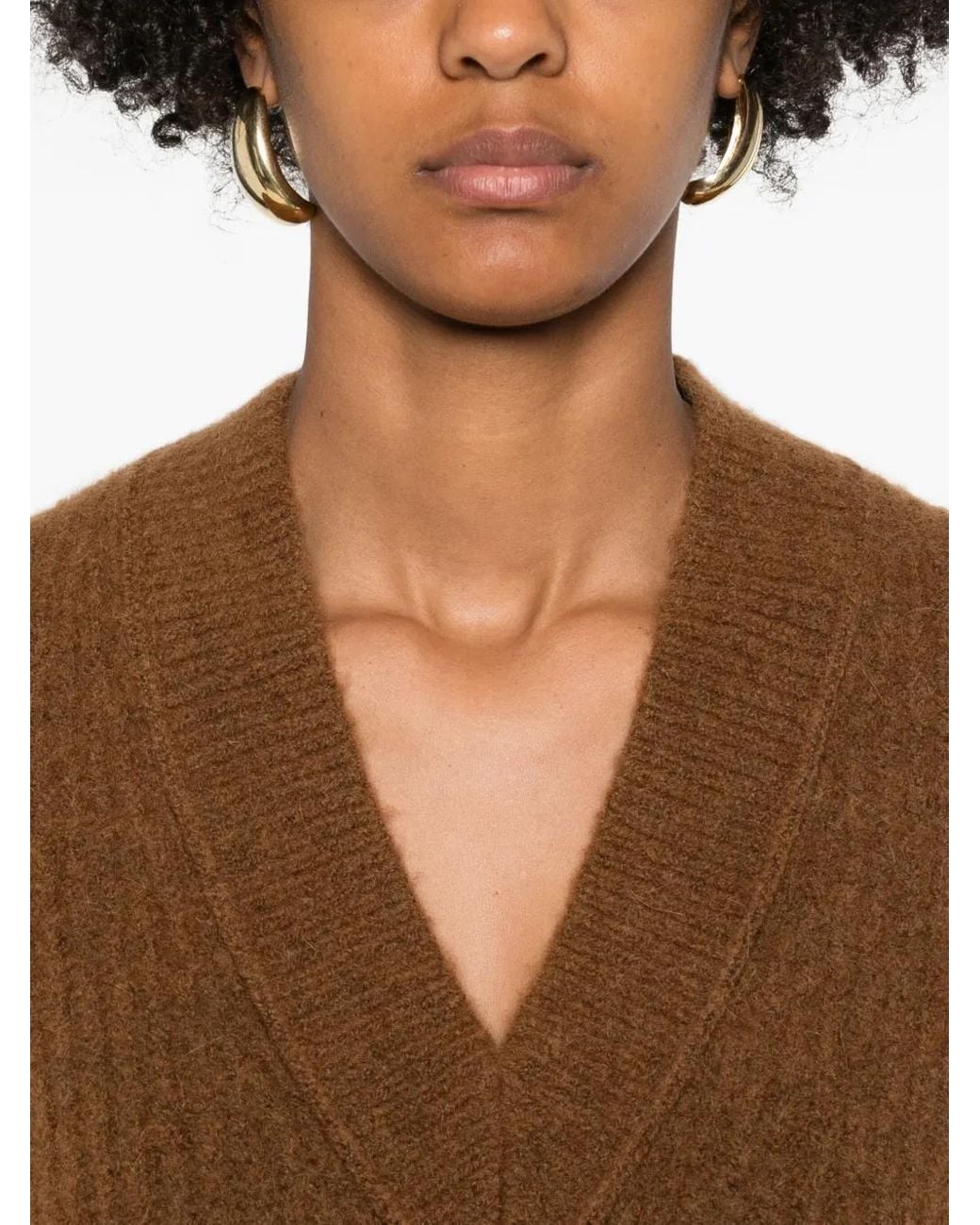 Marc O' Polo Brown V-Neck Wool-Blend Vest