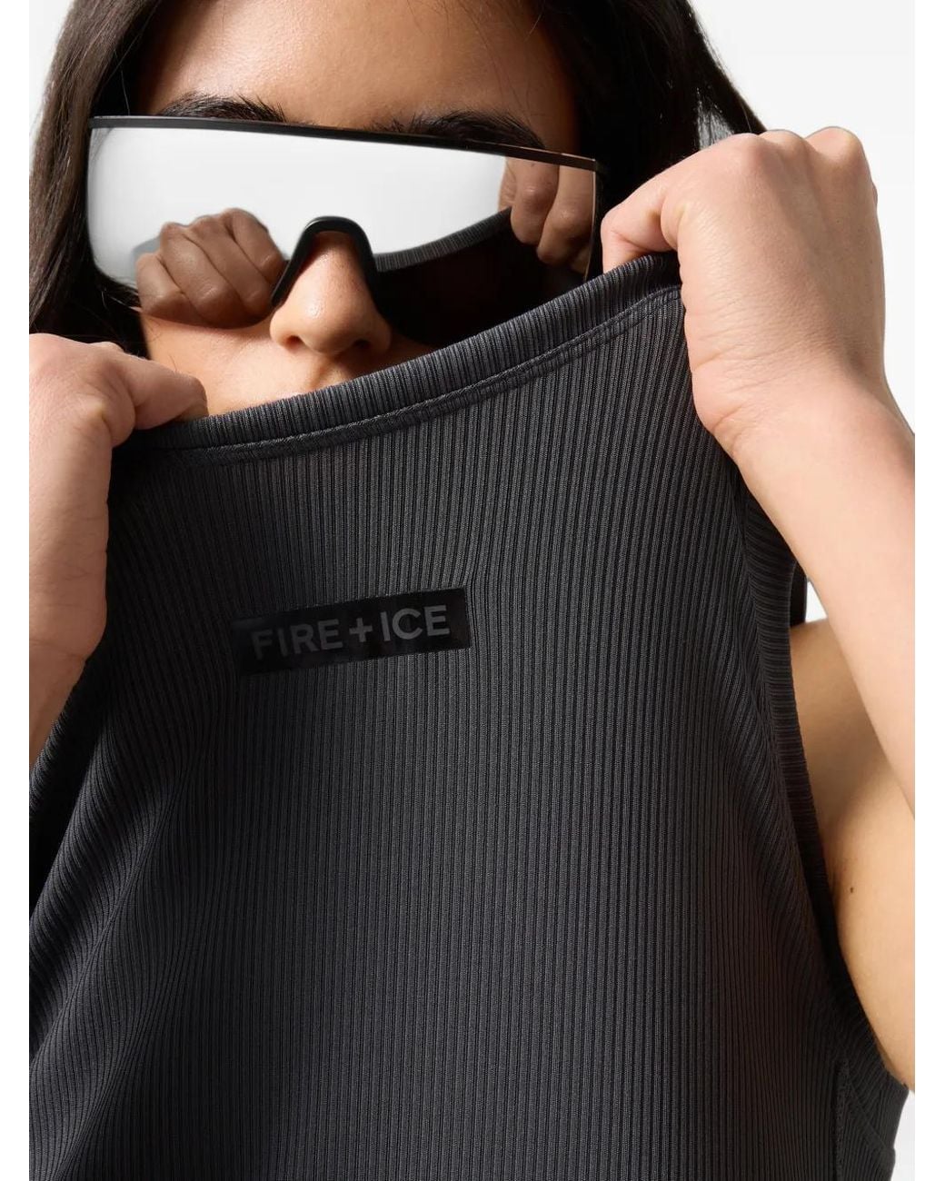 Bogner Fire + Ice Black Ribbed-Knit Logo-Print Top