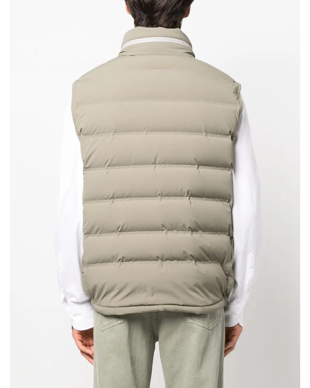 Brunello Cucinelli Gray Padded Hooded Gilet for men