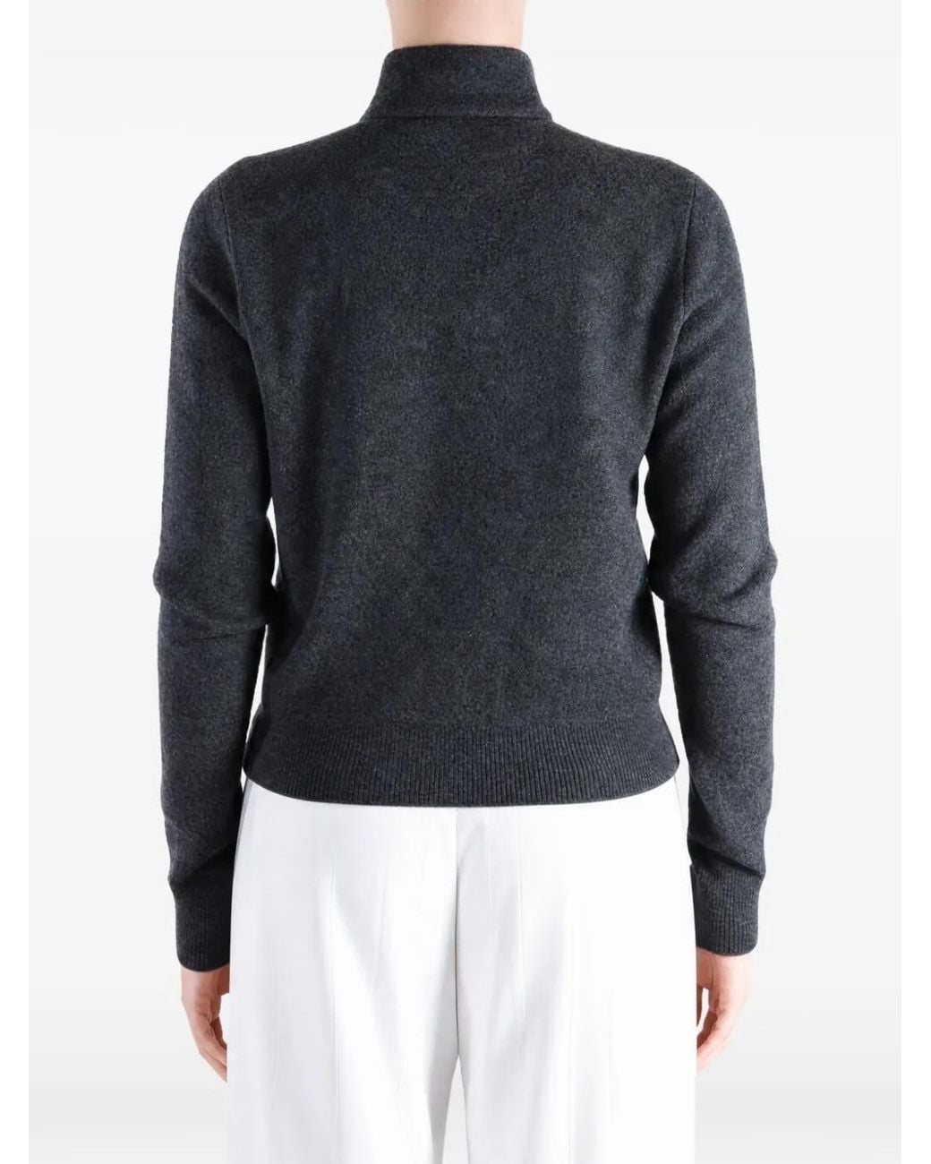 Auralee Blue Half-Zip Wool Sweater