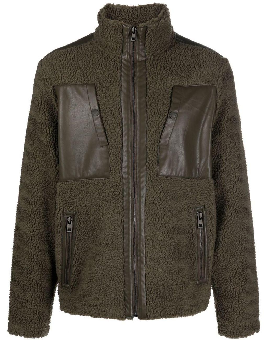 Michael Kors Fleece Zipped Jacket in Green for Men | Lyst