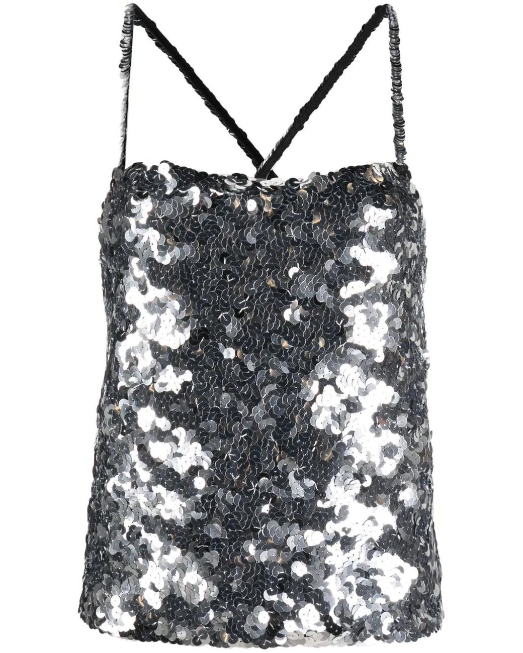 Sonia Rykiel Metallic Sequinned Square-Neck Tank Top
